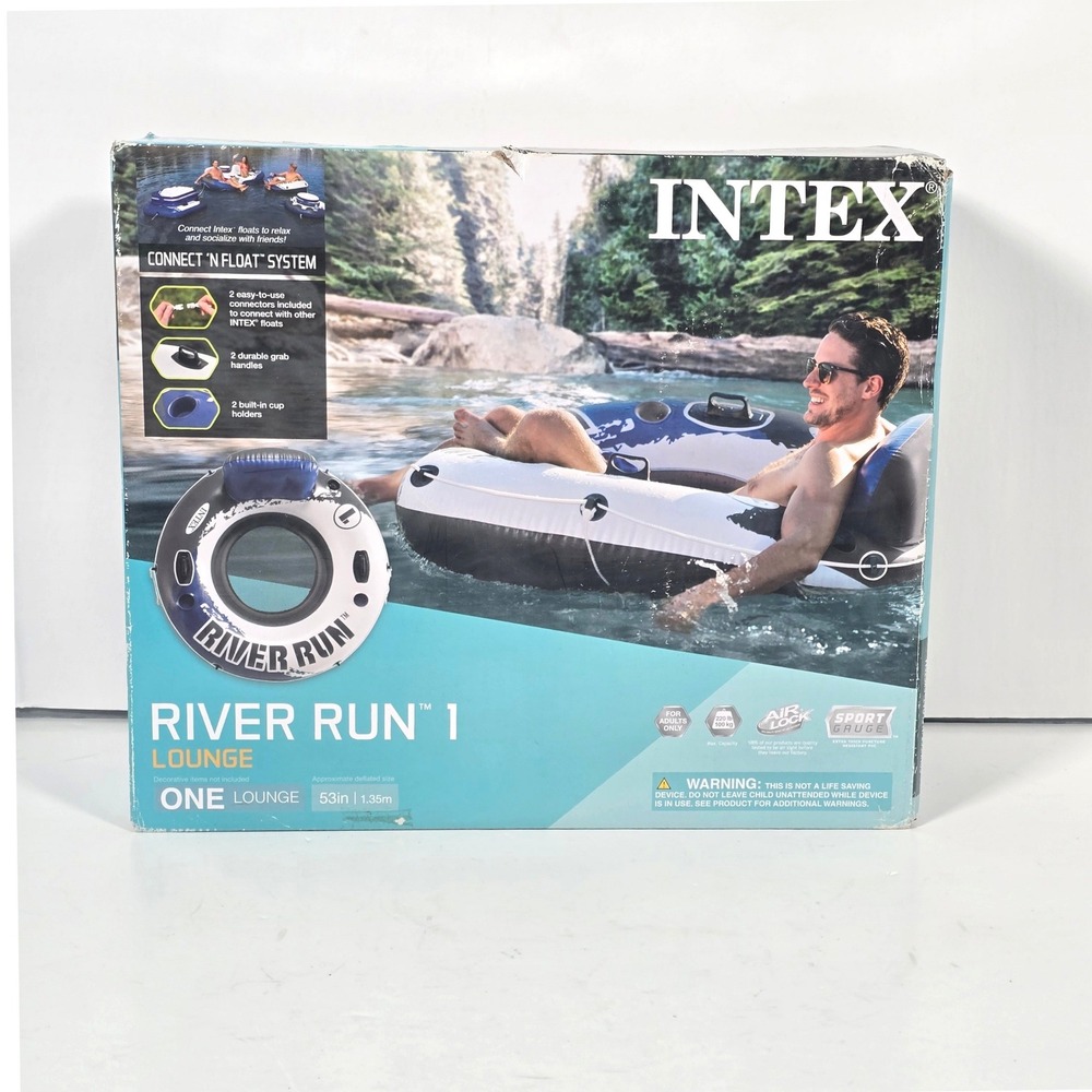 Intex River Run 1 Lounge Inflatable Water Tube Adult 53" Blue/White 58825EP